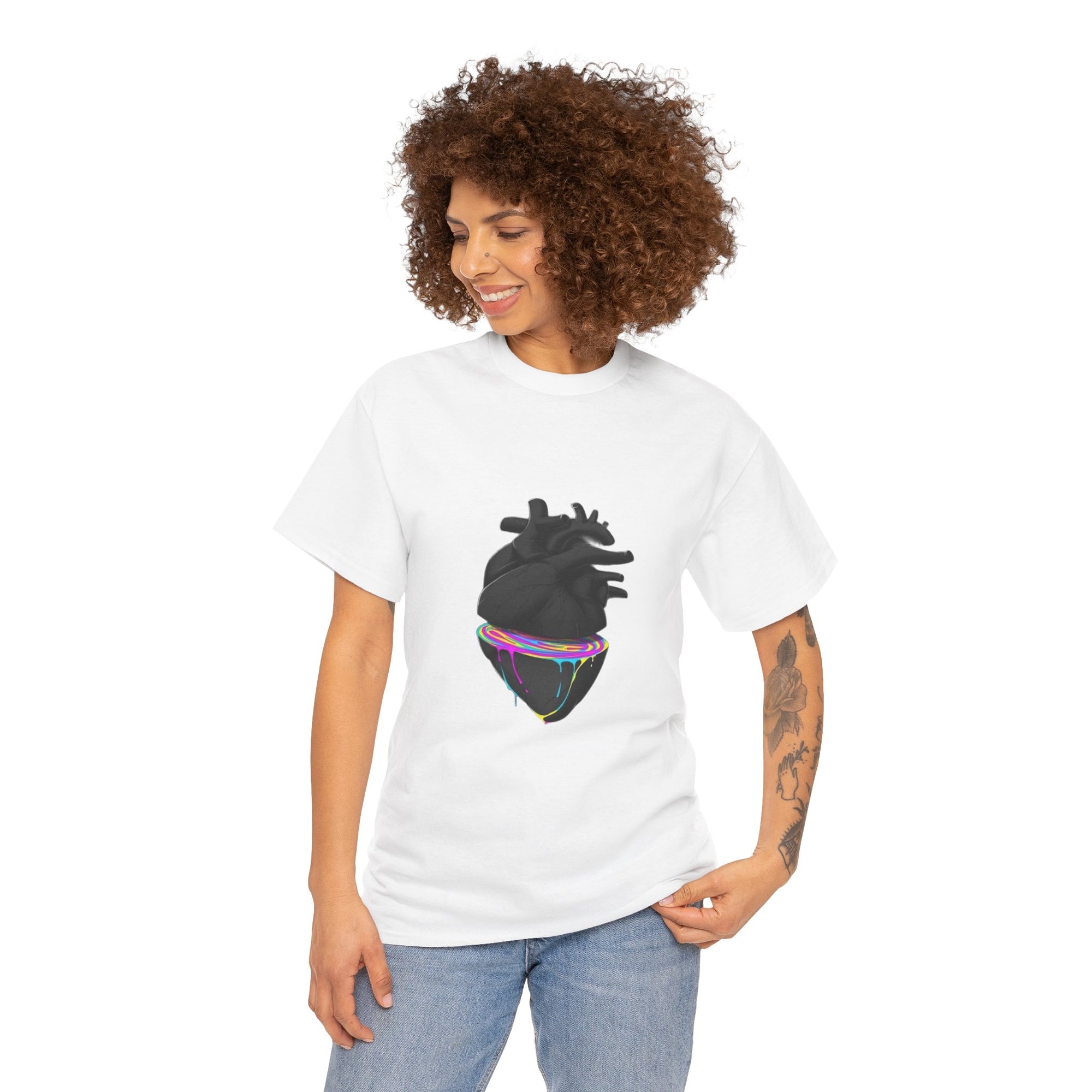 The Beauty Within The Heart Unisex Heavy Cotton Tee -T-Shirt, Gift for Friends, Casual Wear, Soft Cotton Top, Unique Graphic Design