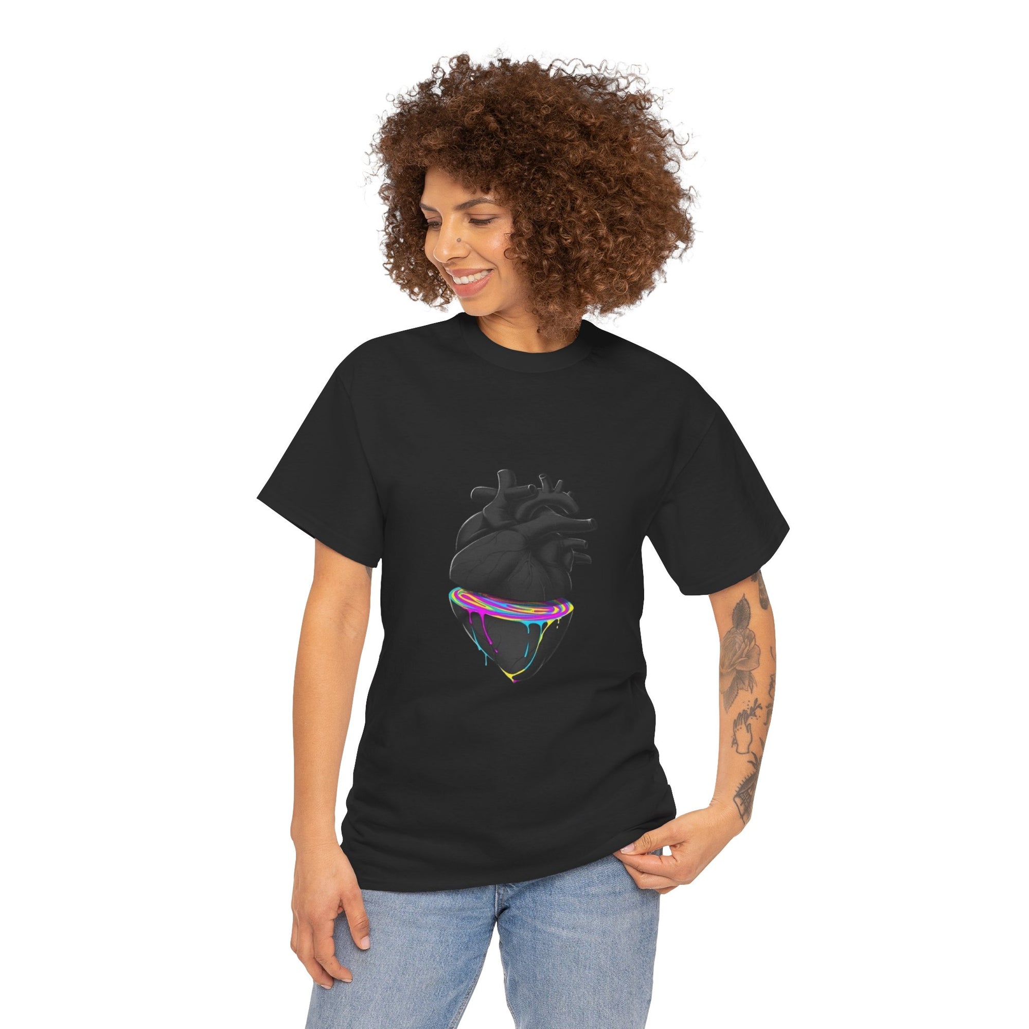 The Beauty Within The Heart Unisex Heavy Cotton Tee -T-Shirt, Gift for Friends, Casual Wear, Soft Cotton Top, Unique Graphic Design